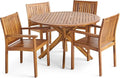 Christopher Knight Home Kally Outdoor Five Piece Acacia Dining Set, Teak Finish