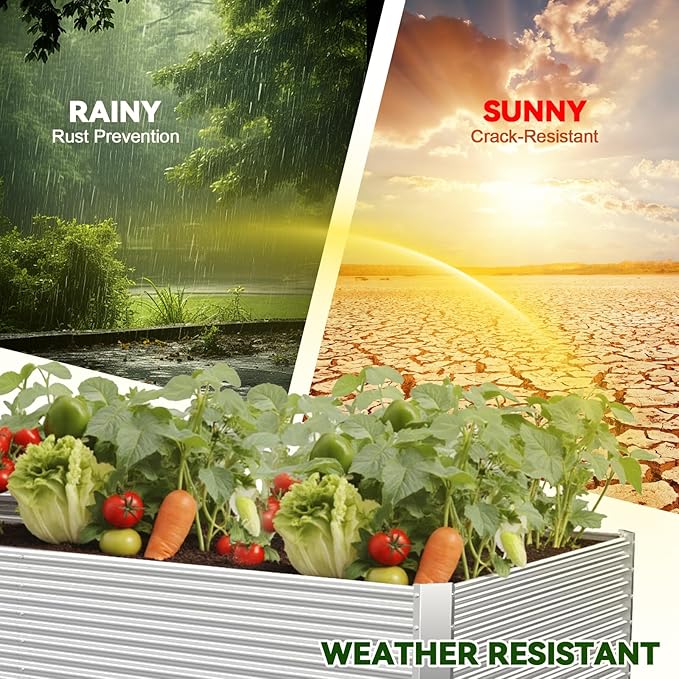 3 Pack Tall 4x2FT Raised Beds for Gardening, Corrugated Galvanized Steel Raised Garden Bed, Outdoor Metal Above Ground Garden Bed for Vegetables and Flowers(Rectangular)