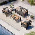 Aluminum Outdoor Patio Furniture Set with Coffee Table, 4 Piece Patio Conversation Sets with Washable Thick Cushions, Outdoor Sectional Furniture Set for Porch, Balcony, Deck, Yard, Graphite