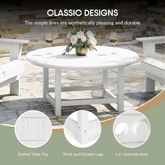 WestinTrends Malibu Low Outdoor HDPE Round Patio Coffee Table, White