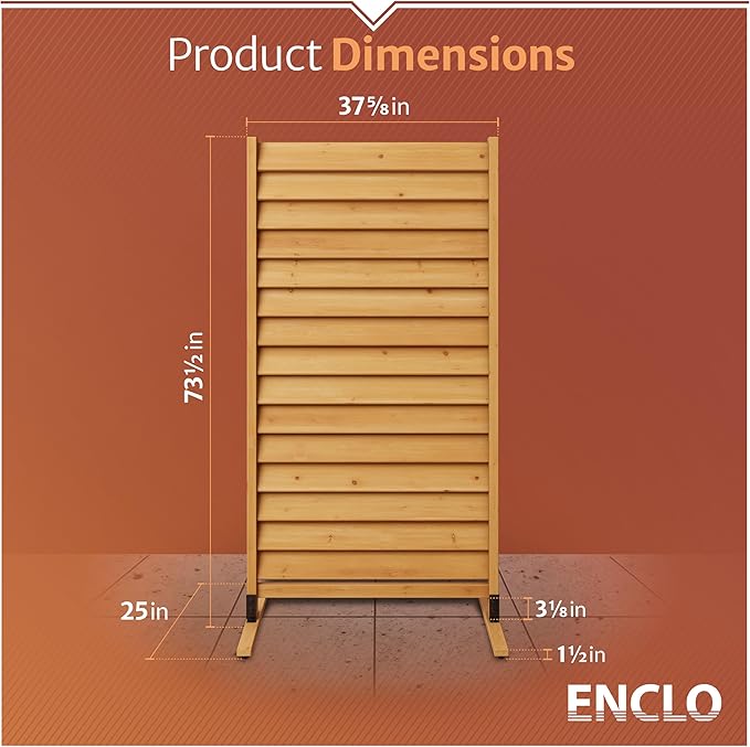 6.1ft H x 3.1ft W (1 Panel) Freestanding or Surface Mounted Enclo Sierra Privacy Screen, Wood Fence Screen, Outdoor or Indoor Decorative Privacy Panel, Great for Balcony, Patio, Deck, AZ18031