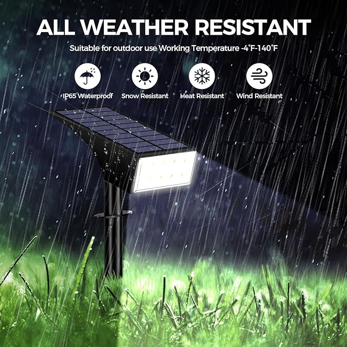12Pack Solar Spot Lights Outdoor, Solar Lights Outdoor Waterproof with 4 Light Mode 2-in-1 Landscape Spotlights Solar Powered Yard Garden Outside Flood Light for House Pathway Tree (Cool White)