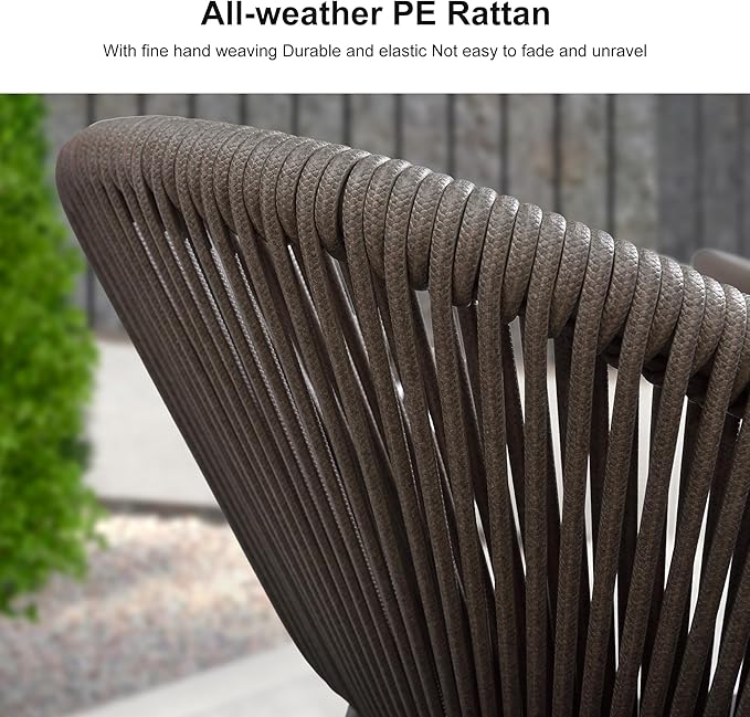 PURPLE LEAF 8-Piece Patio Dining Set Outdoor Furniture Rectangular Table and Chairs Set with Aluminum Frame and Wicker Rattan for Garden Deck Backyard Kitchen Gray Outdoor Set with Counter Stools