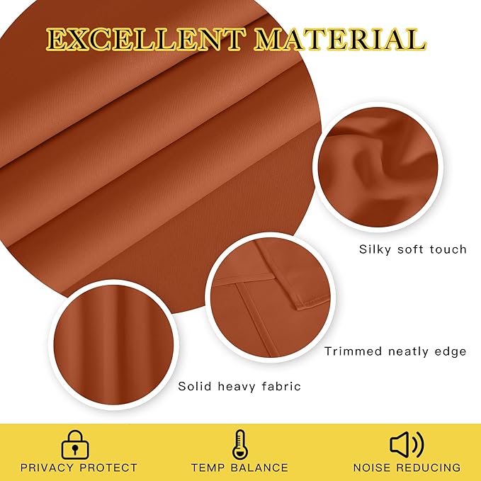 NICETOWN Blackout Patio Curtains 100 x 144 Inches Long for Sliding Door Extral Wide Blackout Curtain Panels Thermal Insulated Room Divider - Grommet Top, 100" W x 144" L, 1 Panel, Burnt Orange