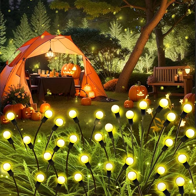 Solar Garden Lights Outdoor, 4 Pack 40 LED Solar Firefly Lights Waterproof, Sway by Wind, Swaying Light for Yard Patio Backyard Garden Planter Flower Bed Pathway Outdoor Decoration (Warm White)
