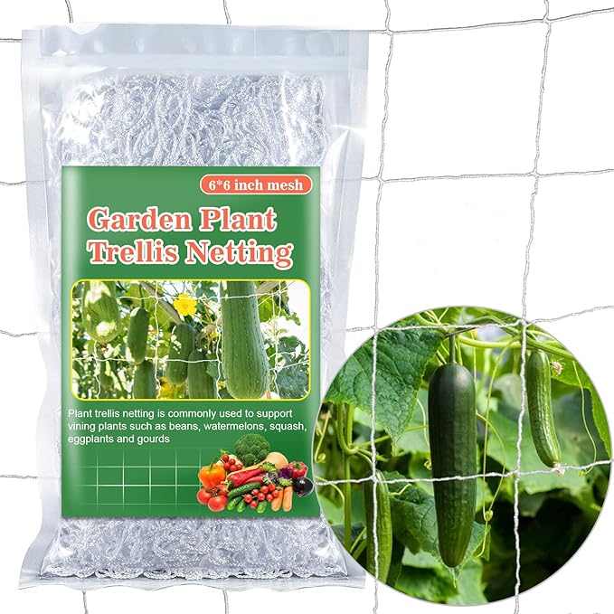 Sukh Garden Plant Trellis Netting -Trellis Net Polyester Trellis Netting Garden Square Mesh for Climbing Plants Fruits Vegetables VinesGrow Tents (4)