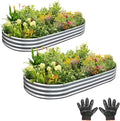 Garden 2Pcs 4x2x1ft Galvanized Raised Garden Bed Kit - Metal Planter Boxes for Vegetables/Herbs/Flowers, Heavy-Duty Steel Outdoor Garden Box with Reinforced Edges