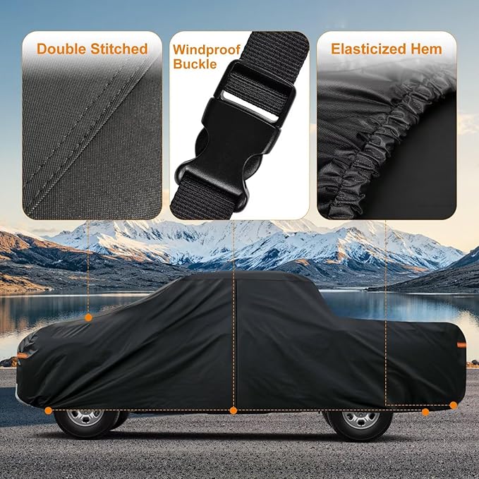 Kayme Truck Cover Custom Fit Ford F-250(1999-2025) Super Cab Long Bed. Full Exterior Heavy Duty Outdoor Pickup Truck Car Cover Waterproof All Weather.Car Tarp for Wind Sun Dust Protection.Black