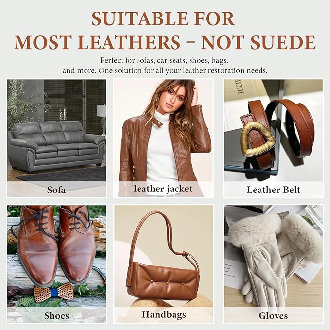 Leather Recoloring Balm Leather Color Restorer Scratch Repair Leather Paint for Furniture Couches Car Seats Shoes Bags Leather Dye and Scratched Leather with Leather Conditioner - Dark Brown