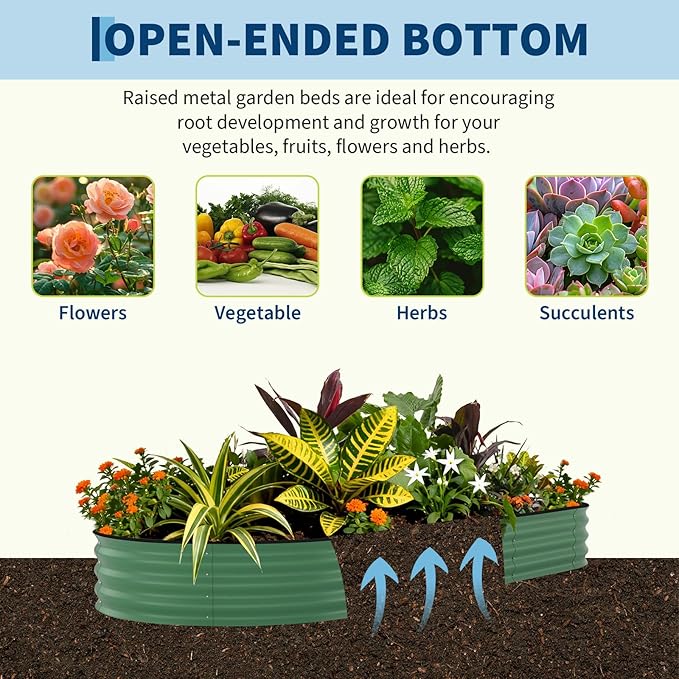 Garvee 2 Pack Galvanized Raised Garden Beds - 8x4x1.5ft Planter Box for Vegetables, Flowers, Rust-Resistant Garden Box, Easy Assembly Raised Beds, Durable Planters for Outdoor Plants, Green