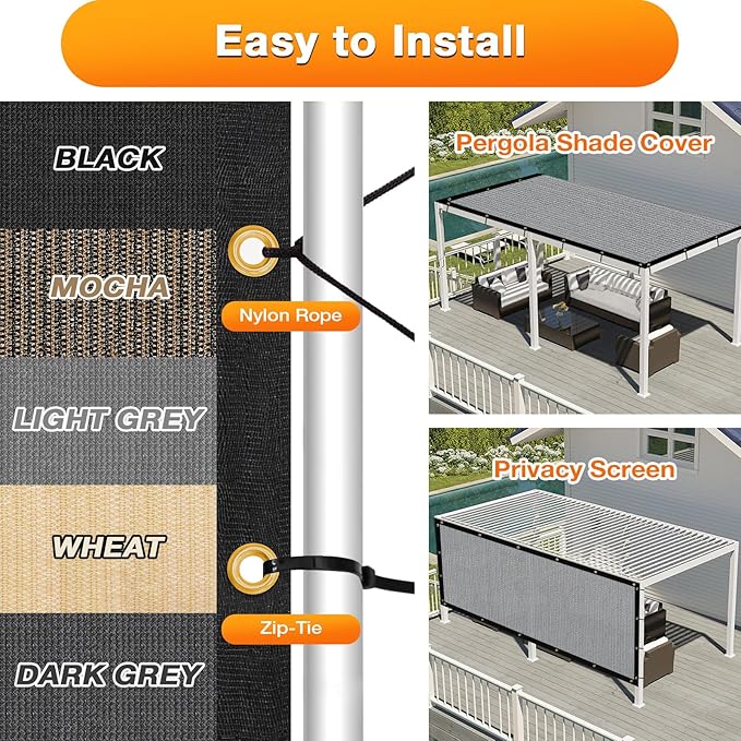 Artpuch Outdoor Pergola Shade Cover 4x18 FT Sun Shade Cloth with Grommets Light Grey 90% UV Protection Canopy Patio Privacy Screen (Customized Available)