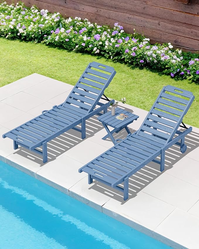 SERWALL Folding Outdoor Side Table Set of 4, Small Adirondack Side Table, Navy