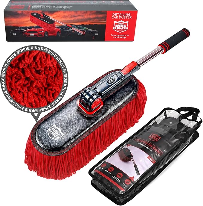 Car Duster Exterior Scratch Free,Soft Car Brush Kit for Car,Truck,SUV,RV and Motorcycle,Wax Cotton Hair With Extendable Handle,Duster for car Cleaning,Dust Pollen Removing,No Lint…