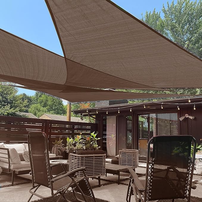 LOVE STORY Custom Size 13'x13'x18.4' Brown Sun Shade Sail Right Triangle Sunshade Fabric Awning Canopy for Patio Backyard Carport Pergola (Customized)