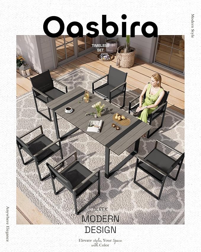 Outdoor Dining Chairs Set of 2, Aluminum Patio Dining Chiars with Textilene Mesh, 2 Piece Outdoor Chiars for Garden, Backyard, Deck (Gray)