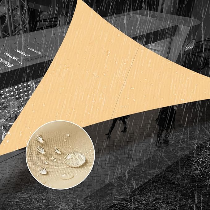 SUNNY GUARD Waterproof Sun Shade Sail 12'x20'x22.4' Sand Right Triangle UV Block Sunshade for Backyard Yard Deck Patio Garden Outdoor Activities and Facility(Customized)