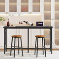 55'' Bar Table, Kitchen Dining Table with Power Outlet and Footrest, Industrial Style, for Pub, Living Room, Rustic Brown and Black TBT09UBB
