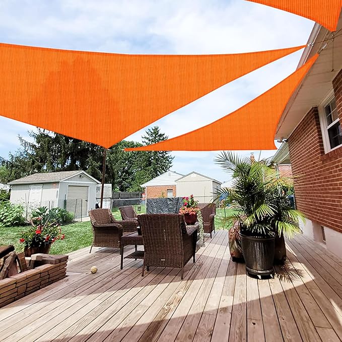 Patio Paradise 4' x 4' x 4' Sun Shade Sail Triangle Canopy Shade Cloth Fabric Sunlight Block Patio Pergola Cover HDPE Deck Awning for Outdoor Backyard Roof Shading, Orange