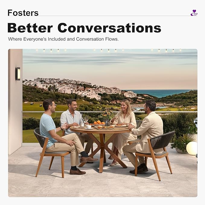 PURPLE LEAF 5 Pieces Oversize Round Outdoor Dining Set Patio Dining Furniture Aluminum Wicker Rattan Patio Dining Set for Lawn Backyard Deck Brown
