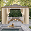 Outdoor Patio Curtain Waterproof Darkening Thermal Insulated Indoor Curtains for Bedroom, Porch, Living Room, Pergola, Cabana, W105 x L120 Extra Wide Room Divider, Beige, Set of 2 Panels