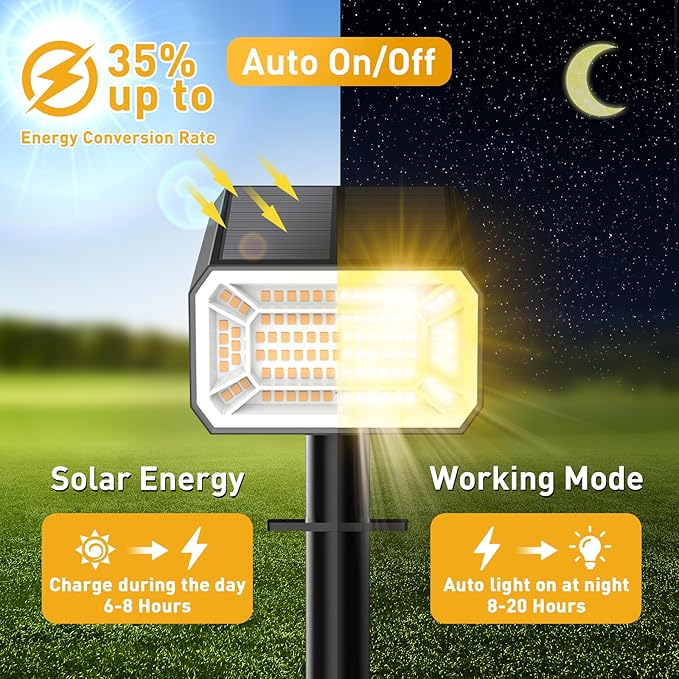Solar Spot Lights Outdoor Waterproof IP65, [12 Pack/100 LED/4 Modes] Solar Landscape Spotlights, Auto On/Off High Lumens Spot Lights for Outside Yard Garden Pathway(Warm White)