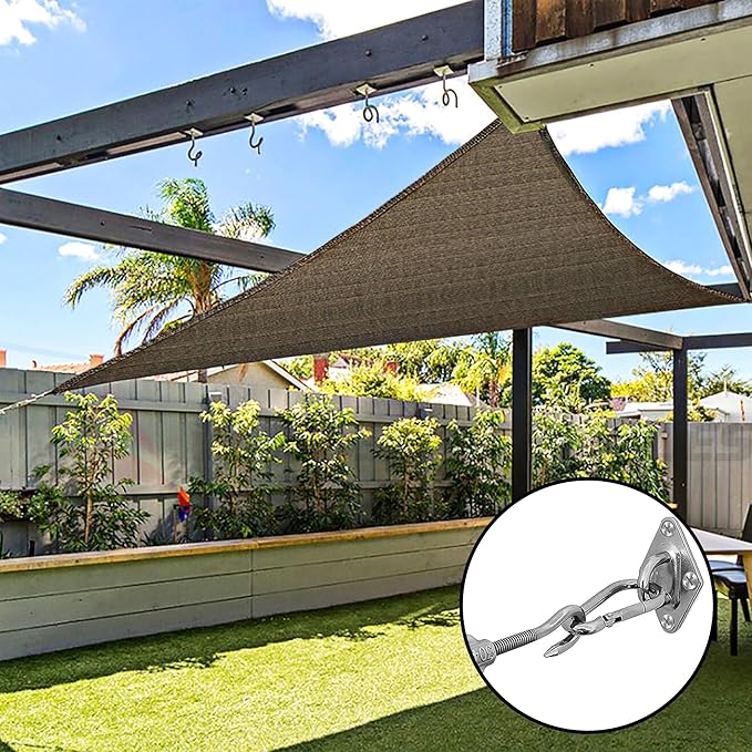 YOFIT 44 Pcs Shade Sail Hardware Kit, 5 Inch Outdoor Sun Sail Accessories, 304 Stainless Steel Turnbuckles & Brackets for Triangle/Rectangle Sails, Patio Canopy Installation Hardware Set Waterproof