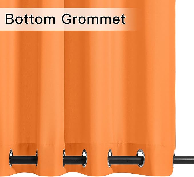 NICETOWN Canvas Outdoor Curtains for Patio Decoration, Waterproof & Windproof Thermal Outside Drapes Top & Bottom Grommet, Privacy Shades for Pool/Pergola, Orange, 55" W by 108" L, 2 Pieces