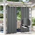 Easy-Going Linen Look Outdoor Curtains Waterproof Windproof Porch Curtains, Soft Thicken Outdoor Privacy Curtains for Patio, Gazebo, Grommet Top and Tab Bottom Drape, 1 Panel, 54x96 inch, Dark Grey