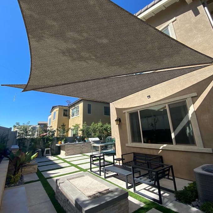 SUNLAX Sun Shade Sail 10' x 10' x 10' Brown Triangle Canopy Sail Shade Cover UV Block Permeable Sunshade Outdoor for Patio Backyard (We Make Custom Size)