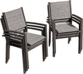 Flamaker Patio Chairs Textilene Outdoor Chairs Set of 6 Stackable Dining Chair for Backyard, Deck, Poolside (Grey)