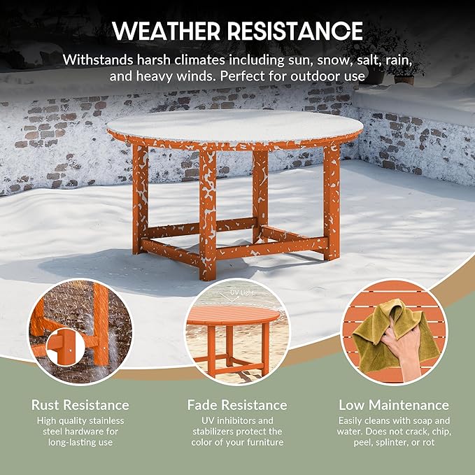 WestinTrends Malibu Low Outdoor HDPE Round Patio Coffee Table, Orange