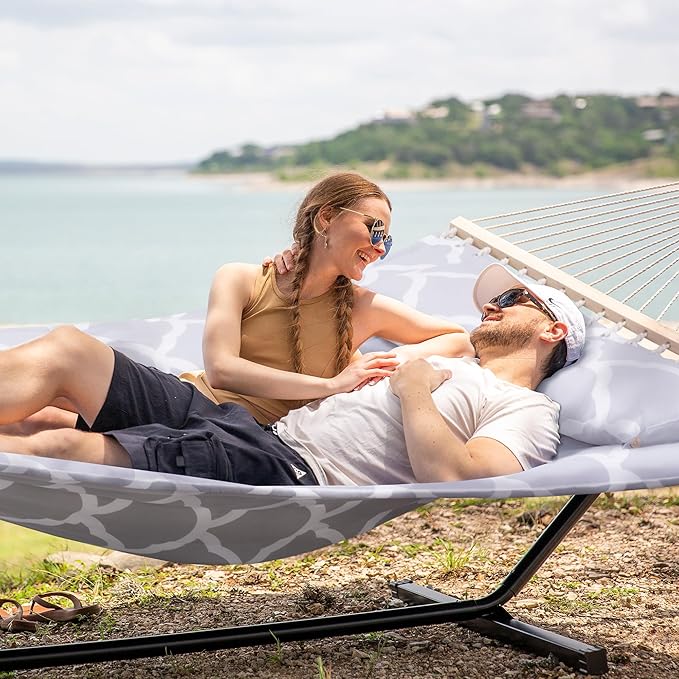 SUNCREAT Replacement Hammock for Stand, 475 lbs Capacity, Two Person Backyard Hammock for Outside, Gray Cloud