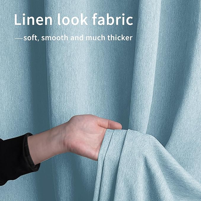 Easy-Going Linen Look Outdoor Curtains Waterproof Windproof Porch Curtains, Soft Thicken Outdoor Privacy Curtains for Patio, Gazebo, Grommet Top and Tab Bottom Drape, 1 Panel, 54x96 inch, Sky Blue