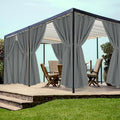 HolidayIdeas Grommet Top Outdoor Curtains for Patio Waterproof 8 Pcs All Weather Balcony Outside Curtain Panels for Apartments, Gazebo, Pergolas, Porch, 54x85 Inch, Grey