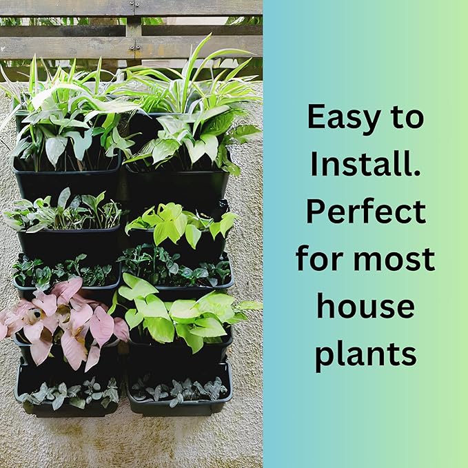 Maxona Black Color Vertical Garden Planter - 2 Pack, 13 inch Wall Mounted Planter for Patio Outdoor Decor, Home Plastic Pot Balcony Plant Vegetable Fruit Herb Hanging Pocket Holder Flowerpot