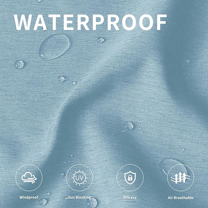 Easy-Going Linen Look Outdoor Curtains Waterproof Windproof Porch Curtains, Soft Thicken Outdoor Privacy Curtains for Patio, Gazebo, Grommet Top and Tab Bottom Drape, 1 Panel, 54x96 inch, Sky Blue