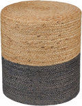 REDEARTH · Cylindrical Pouf Foot Stool Ottoman - Jute Braided Pouffe Poof Accent Sitting Footrest for The Living Room, Bedroom, Nursery, Patio, Lounge & Other Rooms (14.5”X14.5”X16”; Natural Gray)