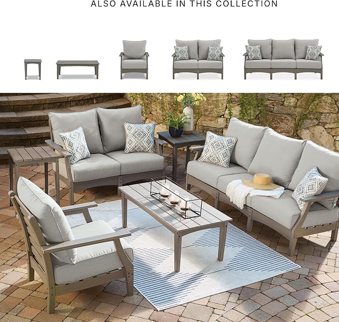 Signature Design by Ashley Visola Outdoor HDPE Patio Cocktail Table, Gray
