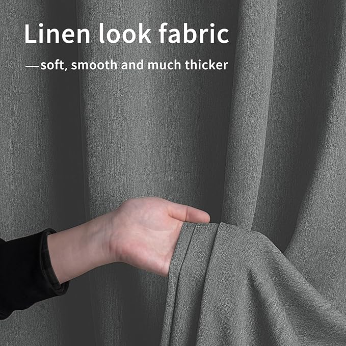 Easy-Going Linen Look Outdoor Curtains Waterproof Windproof Porch Curtains, Soft Thicken Outdoor Privacy Curtains for Patio, Gazebo, Grommet Top and Tab Bottom Drape, 1 Panel, 54x120 inch, Dark Grey