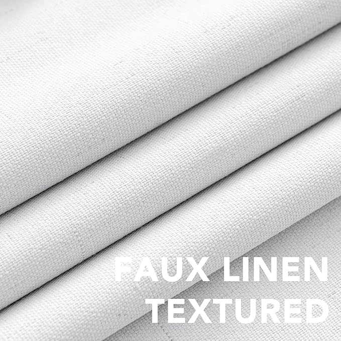 H.VERSAILTEX Linen Blackout Curtains Durable Thick Textured Linen Look 100% Blackout Patio Door Curtain Anti Rust Grommet Extra Wide Sliding Door Curtain Panel, W100 x L96 inch - Pure White