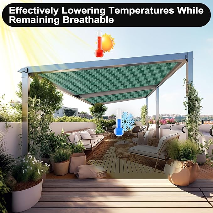 Artpuch 90% Sun Shade Cloth, 6 x 6 FT Pergola Shade Cover Canopy with Grommets, Sun Screen Fabric Tarp for Patio, Outdoor, Garden, Backyard, Green