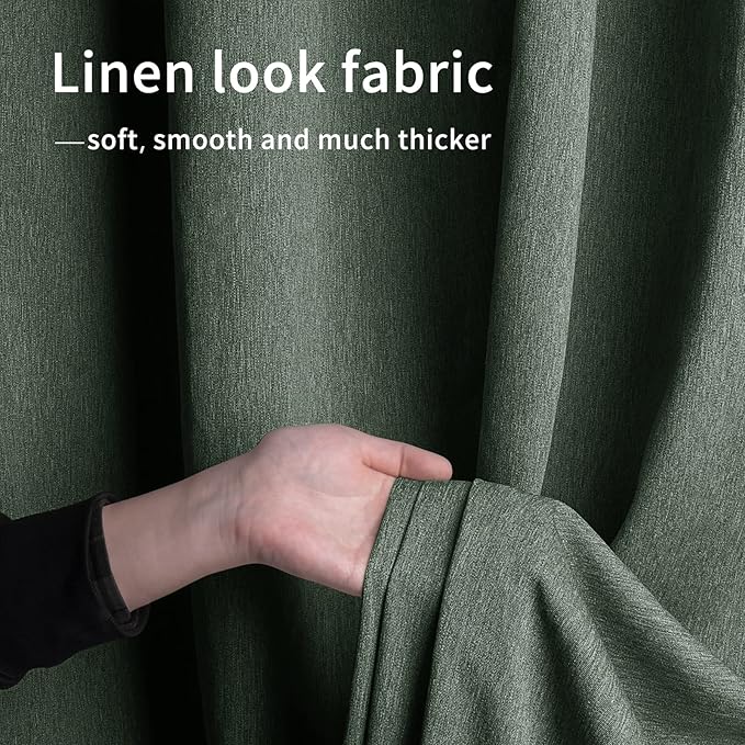 Easy-Going Linen Look Outdoor Curtains Waterproof Windproof Porch Curtains, Soft Thicken Outdoor Privacy Curtains for Patio, Gazebo, Grommet Top and Tab Bottom Drape, 1 Panel, 110x96 inch, Sage Green