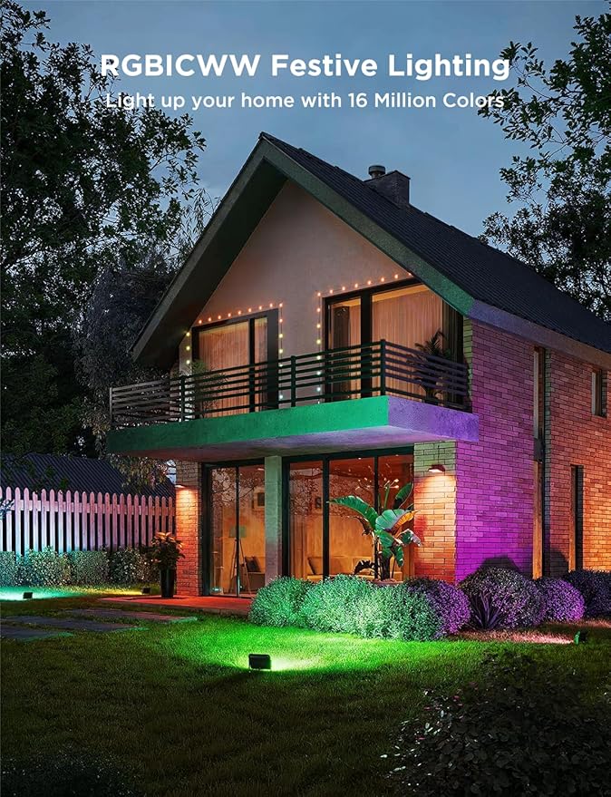 Govee Outdoor Flood Lights 2, RGBIC Warm Cold White LED Lights for Outdoor Decorations, 50 Scene Modes, Landscape Lighting, Upgraded IP66 with App Control, Wired 6 Pack