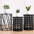 Nesting Round Metal Indoor Coffee End Tables, Set of 3 Modern Farmhouse Nightstands Decor Sofa Side Tables Plant Stand for Living Room Balcony Home Garden Stool Patio Outdoor- Black