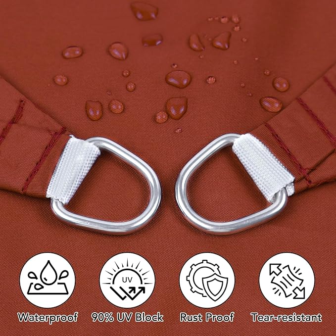 Artpuch Waterproof Sun Shade Sail, 14'x14' Rust Red Rectangular, UV Resistant Rain Canopy, Curved Edges Shade Cloth for Outdoor Patio, Deck, Yard (Customizable)