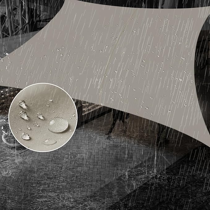 SUNNY GUARD Waterproof Sun Shade Sail 10' x 15' Taupe Rectangle UV Block Sunshade for Backyard Yard Deck Patio Garden Outdoor Activities and Facility(Customized)