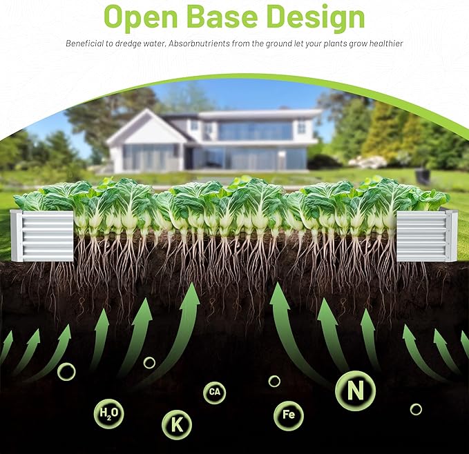 2PCS 8x4x1FT Galvanized Raised Garden Bed, Galvanized Planter Raised Garden Boxes Outdoor, Large Metal Raised Garden Beds for Vegetables-Silver