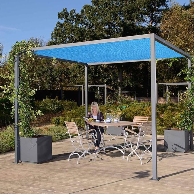 Eden's Decor Straight Flat-Edged Sun Shade Sail Rectangular 6' x 13' Blue UV-Blocking Outdoor Canopy Fabric Cloth Awning for Pergola Patio Garden Backyard Custom Size