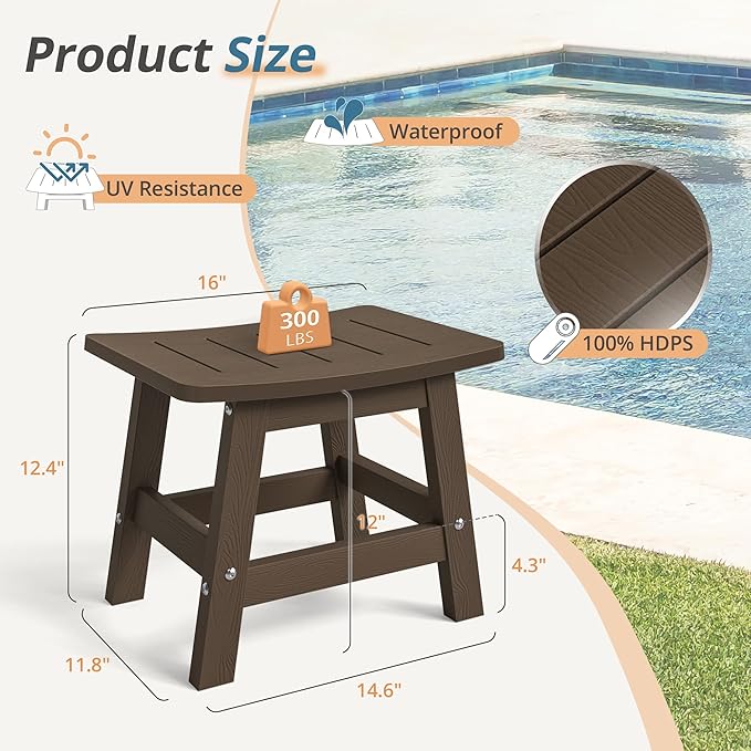 LUE BONA Outdoor Adirondack Ottomans, Footrest Footstool, Outdoor Foot Rest for Patio, HDPS All Weather Waterproof Footrest Footstool for Adirondack Chair, Dark Brown