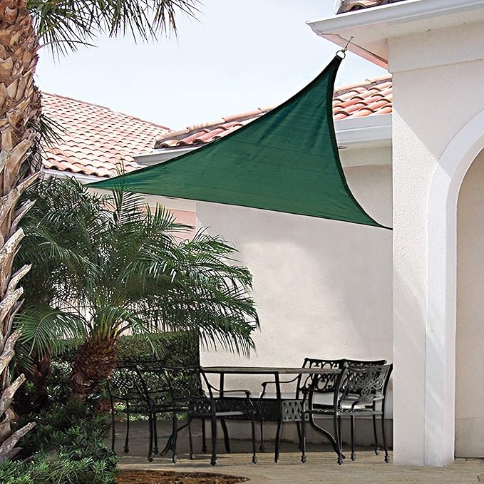 E&K Sunrise 25' x 25' x 25' Sun Shade Sail Triangle Canopy Shade Cover UV Block for Patio Backyard Garden Outdoor (Green)